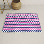 Hot Pink and Navy Blue Chevron Rug Gallery Image 1