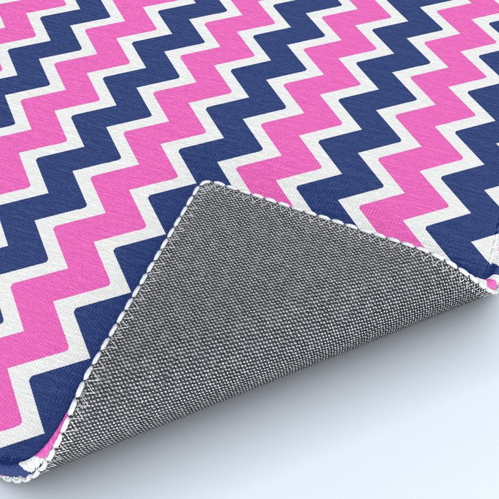 Hot Pink and Navy Blue Chevron Rug Gallery Image 4