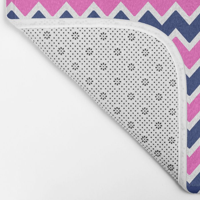 Hot Pink and Navy Blue Chevron Bath Mat Gallery Image 2