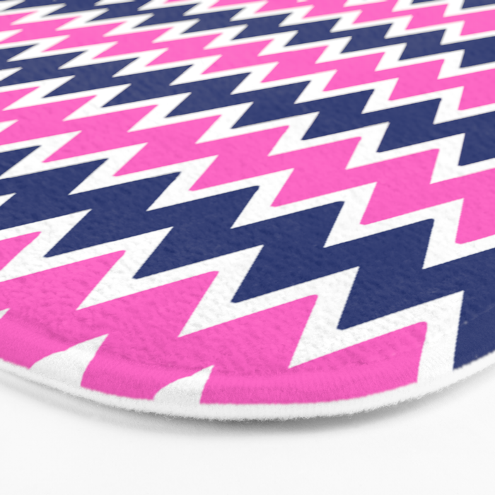 Hot Pink and Navy Blue Chevron Bath Mat Gallery Image 3