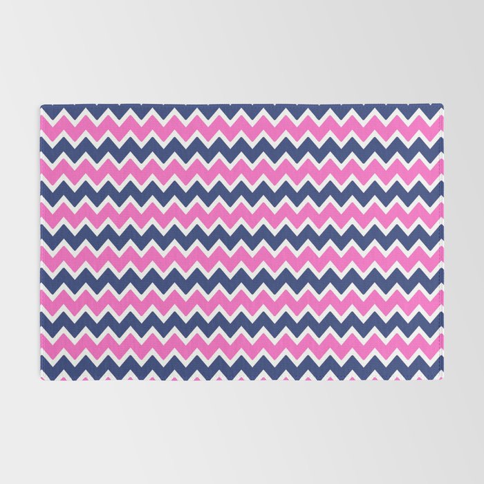 Hot Pink and Navy Blue Chevron Rug Gallery Image 2