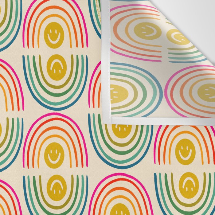 Smiley Rainbow Print Wall Tapestry Gallery Image 3