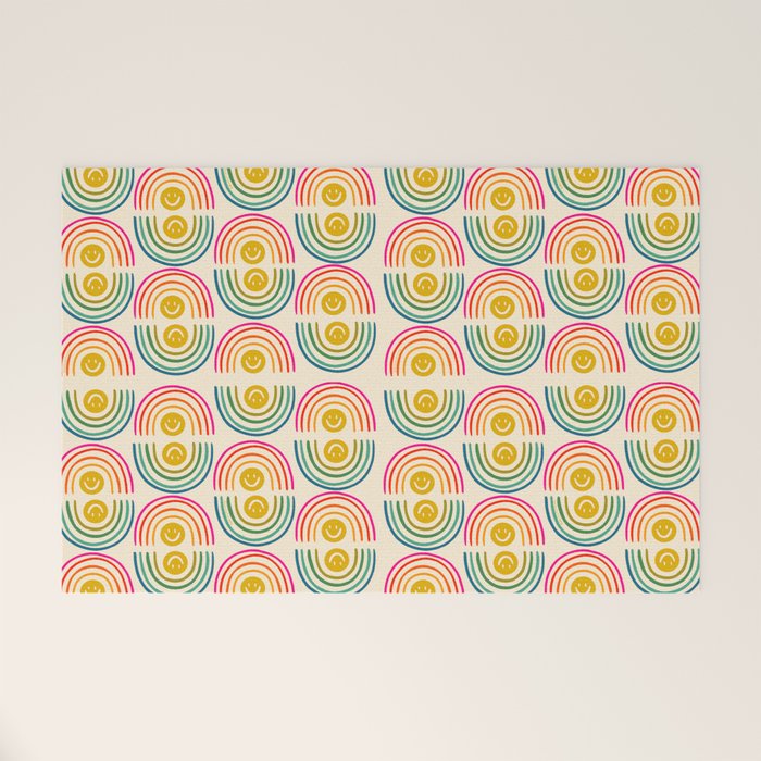 Smiley Rainbow Print Welcome Mat Gallery Image 1