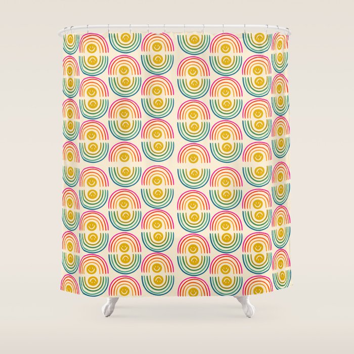 Smiley Rainbow Print Shower Curtain Gallery Image 1
