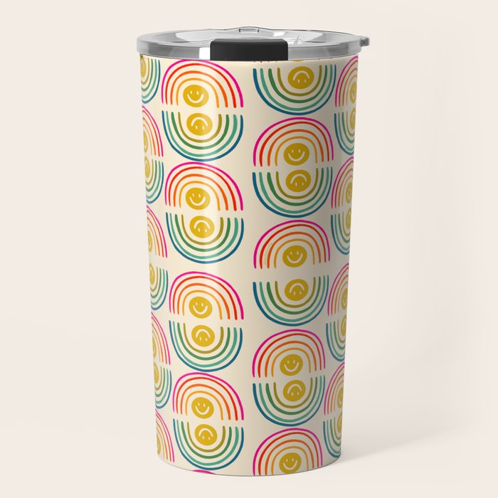 Smiley Rainbow Print Travel Mug Gallery Image 1