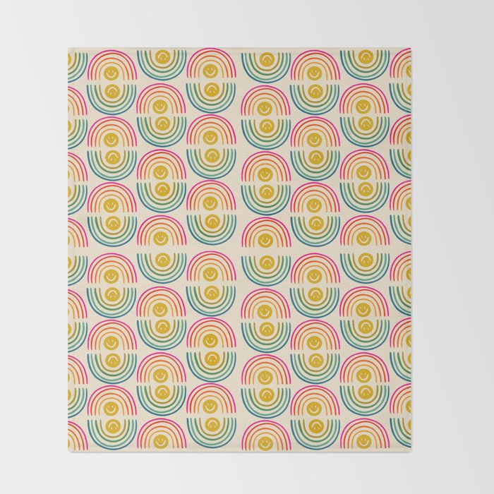 Smiley Rainbow Print Throw Blanket Gallery Image 2