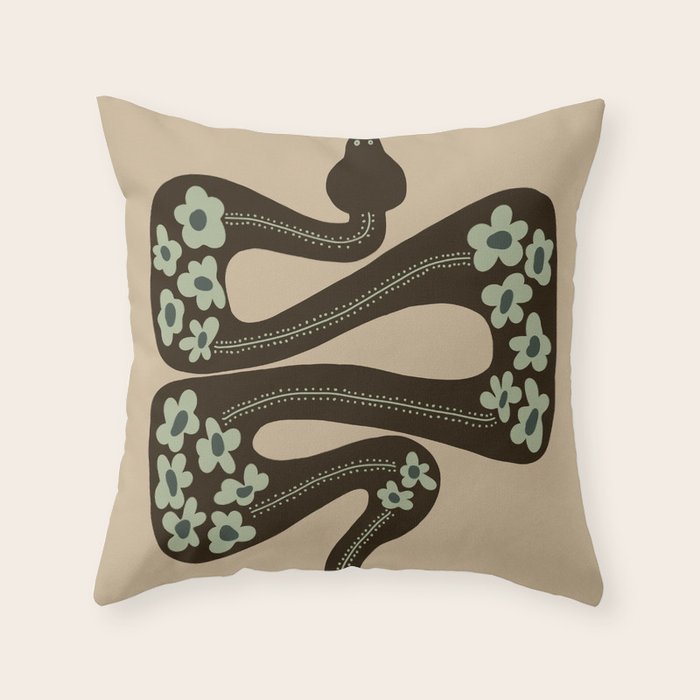 wild and free green anaconda  Throw Pillow Gallery Image 6