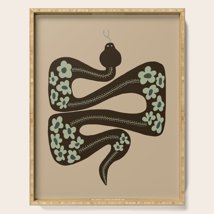wild and free green anaconda  Serving Tray Gallery Image 1