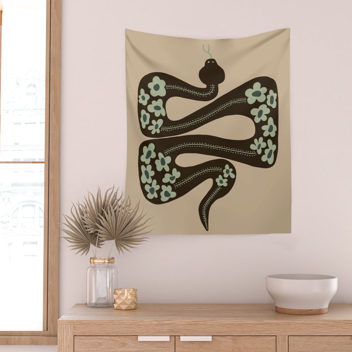wild and free green anaconda  Wall Tapestry Gallery Image 2