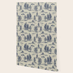 Alien Abduction Toile De Jouy Pattern in Blue Wallpaper Gallery Image 2