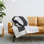 Black & White Minimalist Ink Tribal Mid Century Pattern Dark Painting Pattern Throw Blanket Gallery Image 1