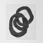 Black & White Minimalist Ink Tribal Mid Century Pattern Dark Painting Pattern Throw Blanket Gallery Image 2