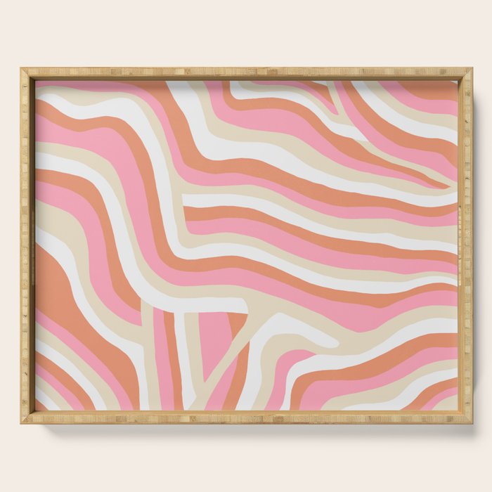 bubblegum pink zebra stripes Serving Tray Gallery Image 1