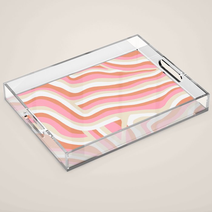 bubblegum pink zebra stripes Acrylic Tray Gallery Image 1
