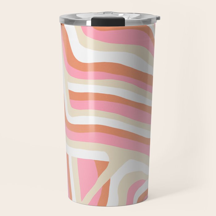 bubblegum pink zebra stripes Travel Mug Gallery Image 1