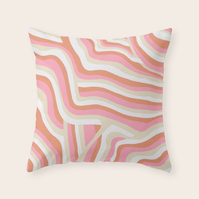bubblegum pink zebra stripes Throw Pillow Gallery Image 1