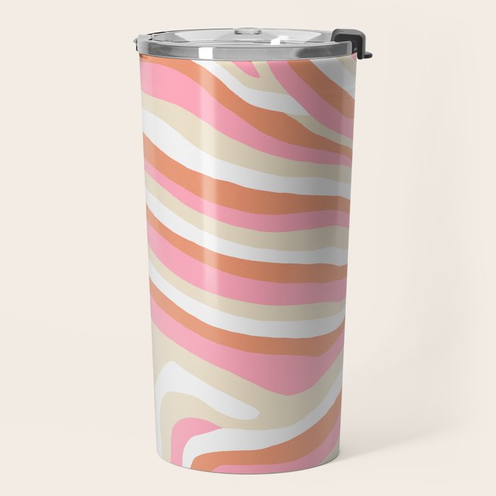 bubblegum pink zebra stripes Travel Mug Gallery Image 2