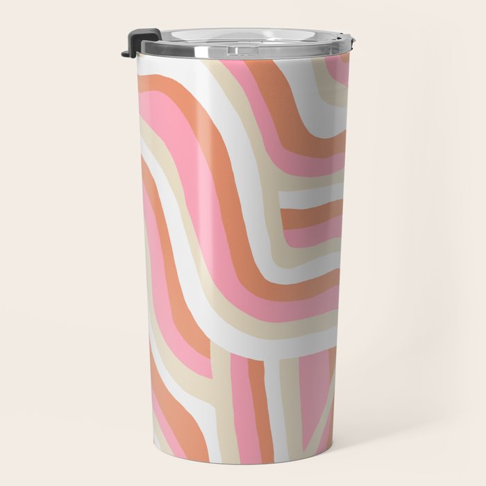 bubblegum pink zebra stripes Travel Mug Gallery Image 3
