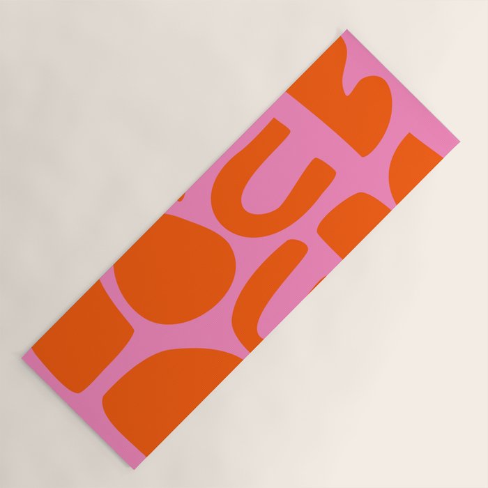 Orange Shapes on Pink Yoga Mat Gallery Image 1