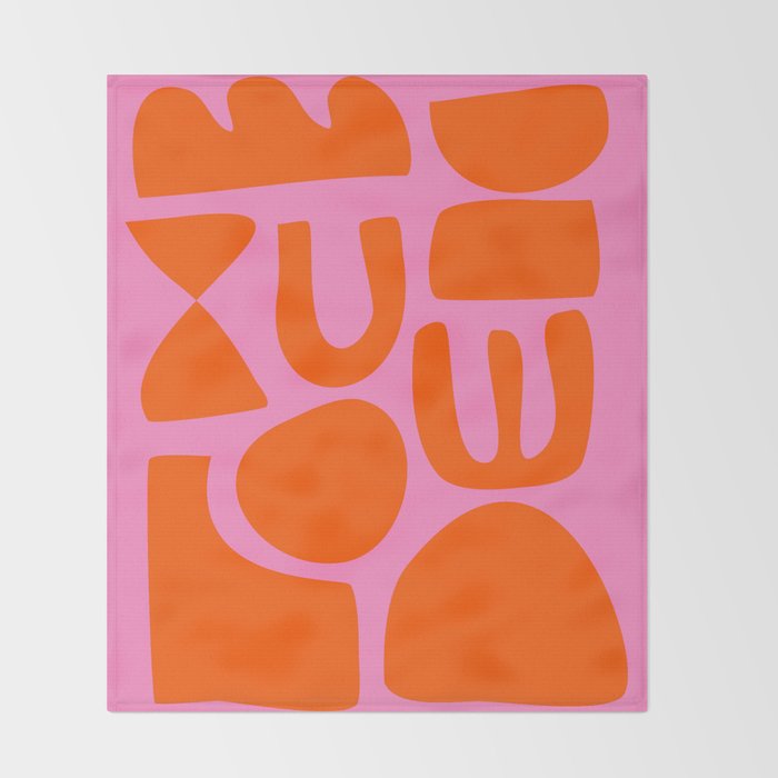 Orange Shapes on Pink Throw Blanket Gallery Image 2