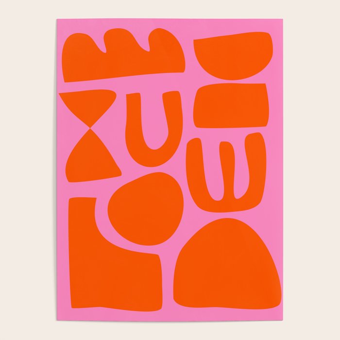 Orange Shapes on Pink Poster Gallery Image 1