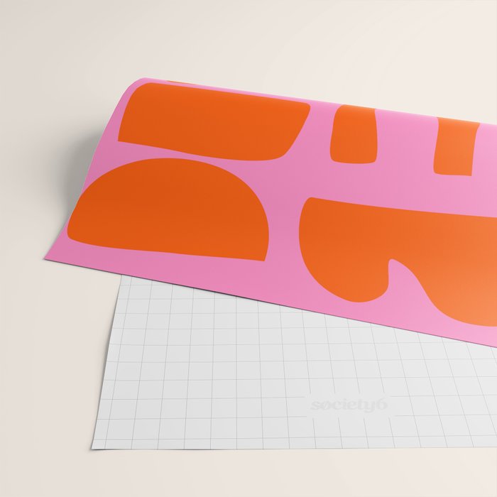 Orange Shapes on Pink Wrapping Paper Gallery Image 2