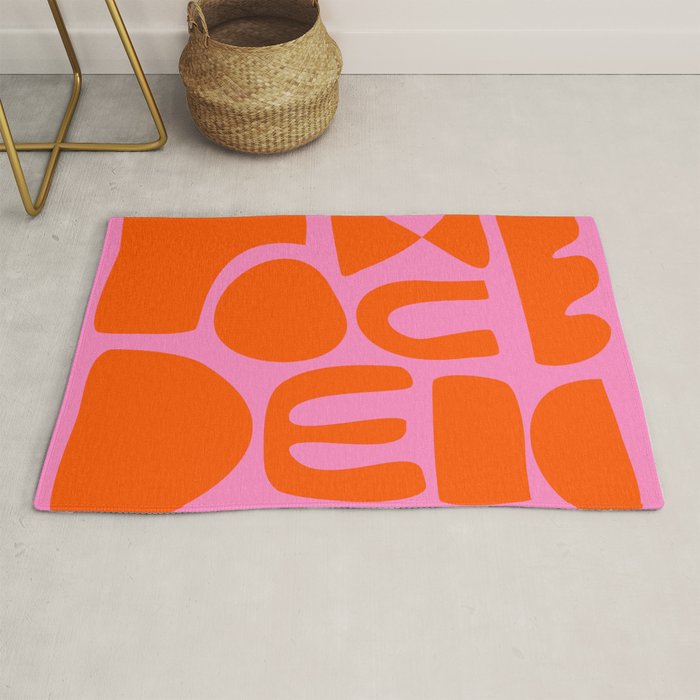 Orange Shapes on Pink Rug Gallery Image 1