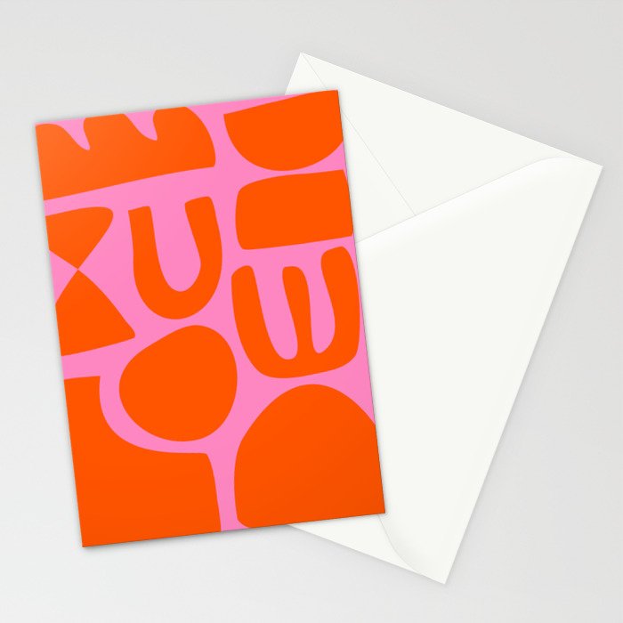Orange Shapes on Pink Stationery Card Gallery Image 2