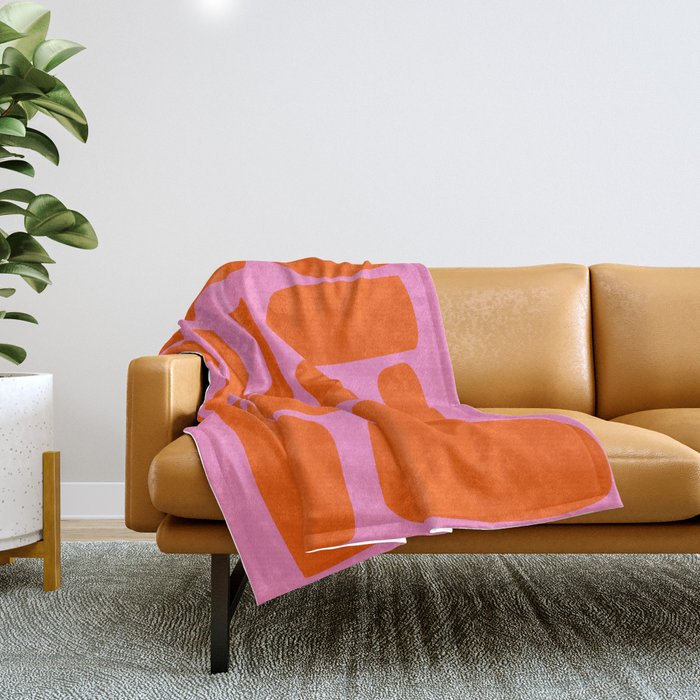 Orange Shapes on Pink Throw Blanket Gallery Image 1