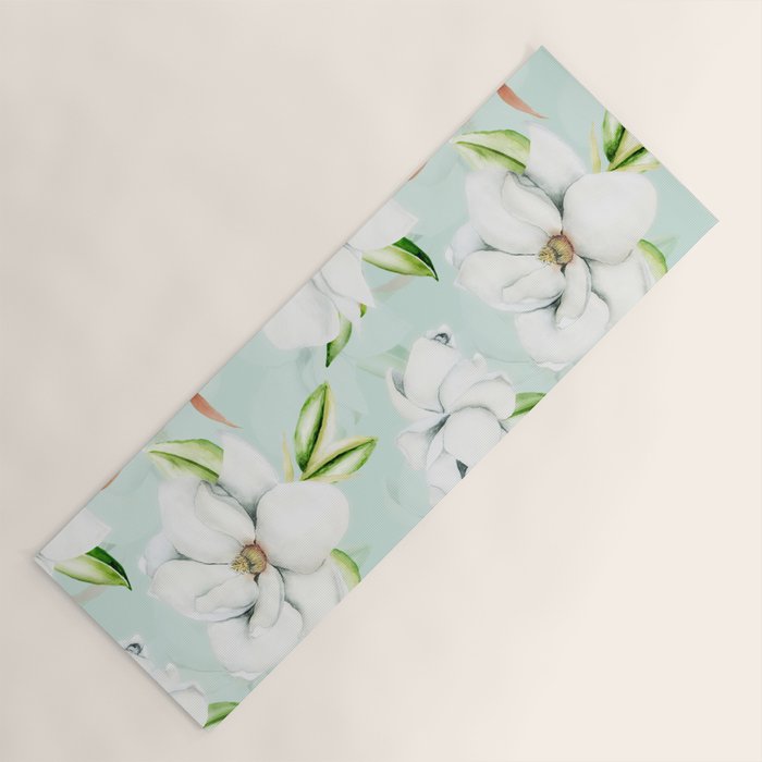 Hygge Magnolia Watercolor Pastel Flowers Yoga Mat Gallery Image 1