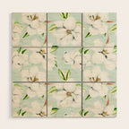 Hygge Magnolia Watercolor Pastel Flowers Wood Wall Art Gallery Image 1