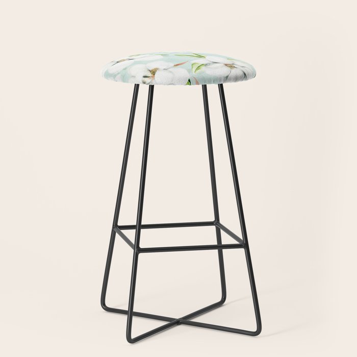 Hygge Magnolia Watercolor Pastel Flowers Stool Gallery Image 1