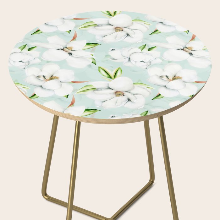 Hygge Magnolia Watercolor Pastel Flowers Side Table Gallery Image 2