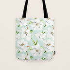 Hygge Magnolia Watercolor Pastel Flowers Tote Bag Gallery Image 1