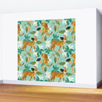 Cheetah Jungle, Wildlife Nature Wild Cats Tigers Leopard Botanical Animals Mint Quirky Illustration Wall Mural Gallery Image 2