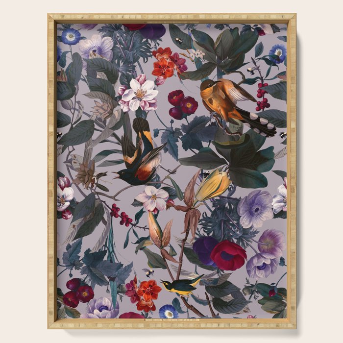 Floral and Birds XL Serving Tray Gallery Image 1