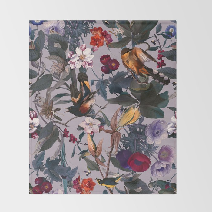 Floral and Birds XL Throw Blanket Gallery Image 2