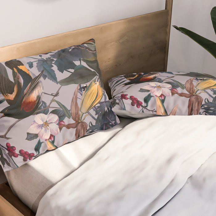 Floral and Birds XL Pillow Sham Gallery Image 2