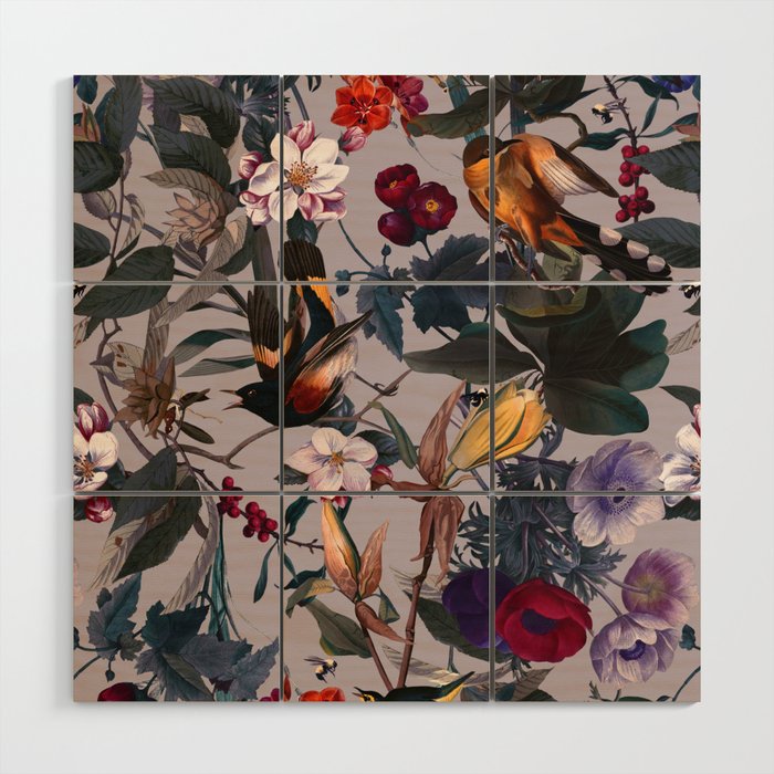 Floral and Birds XL Wood Wall Art Gallery Image 1