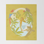 Pura vida jungle by the sea // retro surf art by surfy birdy Throw Blanket Gallery Image 2