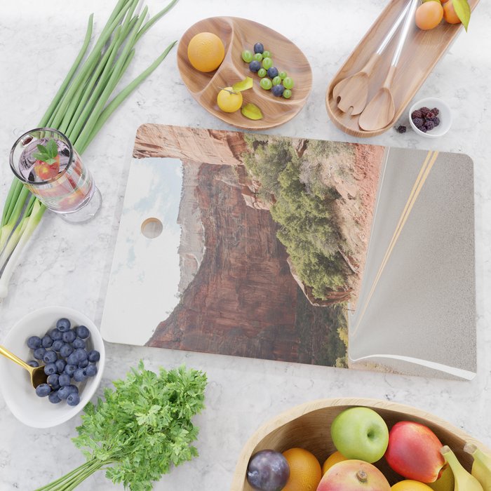 Road Trough Zion National Park Photo | Colors Of Utah Landscape Art Print | USA Travel Photography Cutting Board Gallery Image 2
