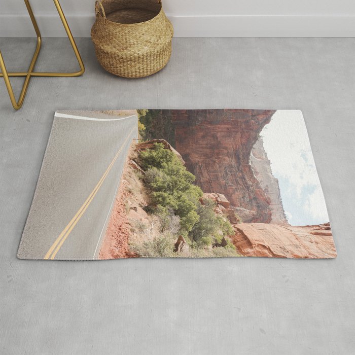 Road Trough Zion National Park Photo | Colors Of Utah Landscape Art Print | USA Travel Photography Rug Gallery Image 1