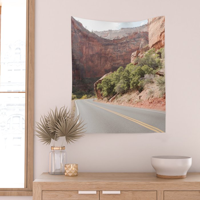 Road Trough Zion National Park Photo | Colors Of Utah Landscape Art Print | USA Travel Photography Wall Tapestry Gallery Image 2
