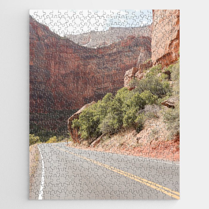 Road Trough Zion National Park Photo | Colors Of Utah Landscape Art Print | USA Travel Photography Jigsaw Puzzle Gallery Image 1