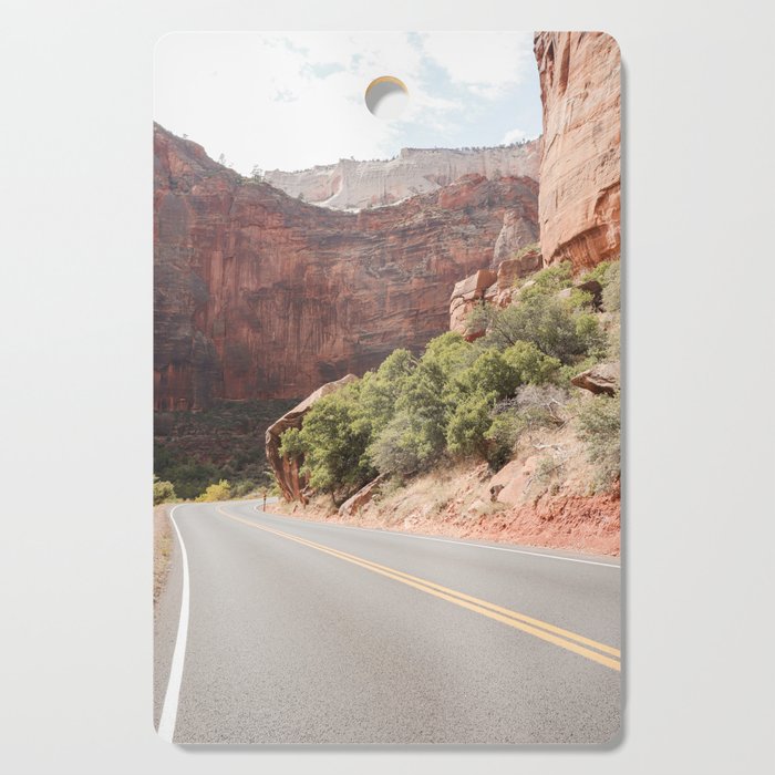 Road Trough Zion National Park Photo | Colors Of Utah Landscape Art Print | USA Travel Photography Cutting Board Gallery Image 1