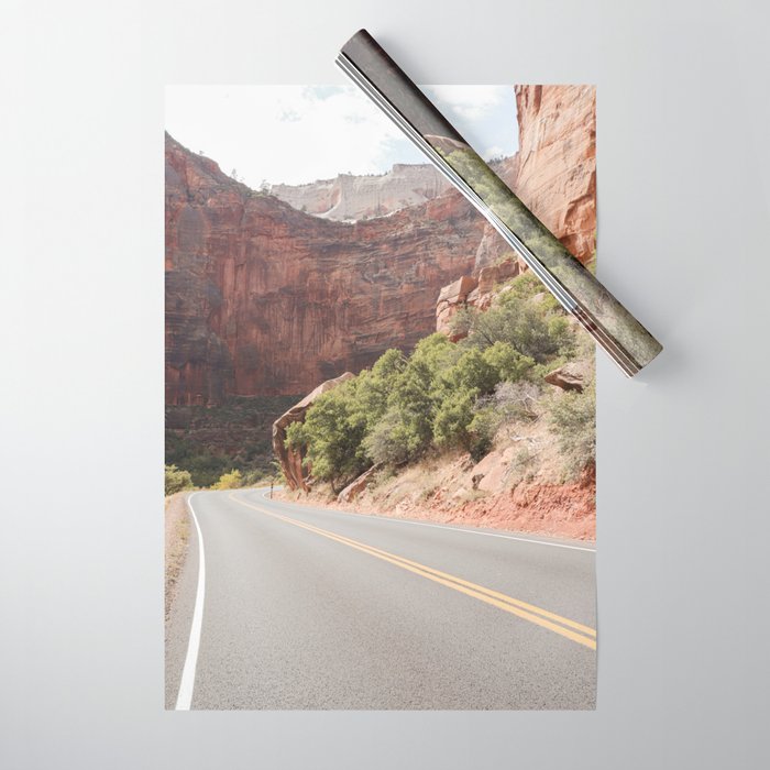 Road Trough Zion National Park Photo | Colors Of Utah Landscape Art Print | USA Travel Photography Wrapping Paper Gallery Image 1