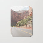 Road Trough Zion National Park Photo | Colors Of Utah Landscape Art Print | USA Travel Photography Bath Mat Gallery Image 1