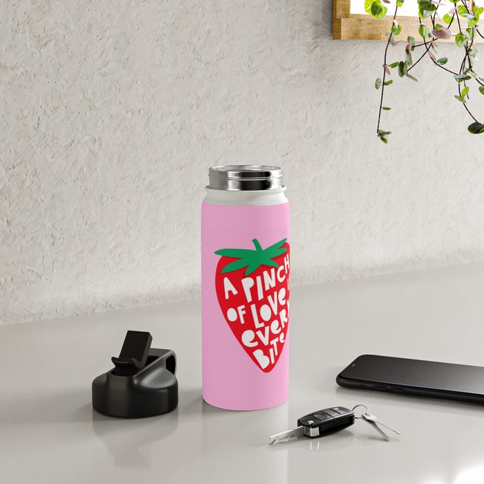 Big Strawberry Fruit with Cut-out Love words Water Bottle Gallery Image 4