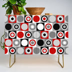 Mid Century Modern Geometric Square and Circle Pattern // Red, Gray, Black and White Credenza Gallery Image 1