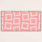 Vintage flower postage stamp pattern Desk Mat Gallery Image 3